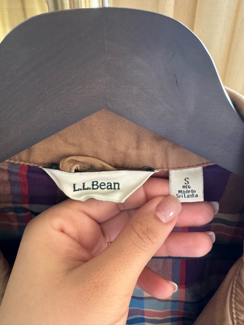 L.L. Bean Classic Utility Field Jacket - Tan Khaki - Plaid Flannel Lined | Small - Picture 2 of 10